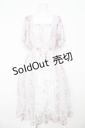 画像: axes femme / 薔薇柄ラッフルチュールワンピース  ピンク Y-26-03-06-174-AX-OP-SZ-ZY