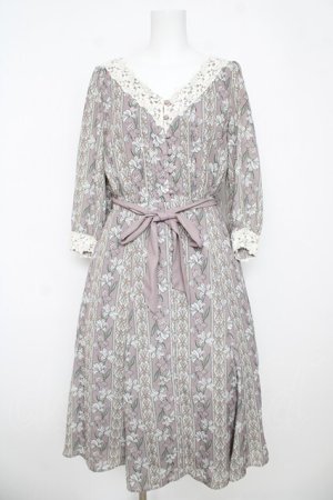 画像: axes femme / リリー柄ワンピース  ピンク Y-26-03-06-175-AX-OP-SZ-ZY