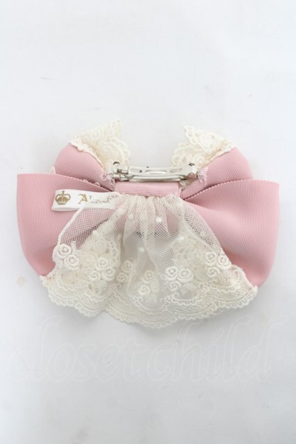 画像2: ALICE and the PIRATES / ロージアエンプレスリボンバレッタ  ピンク/ホワイト Y-26-03-06-021-PA-AC-SZ-ZY (2)