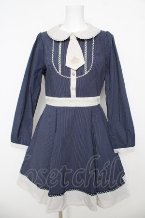 画像: axes femme POETIQUE / 刺 タイストライプワンピース  紺 Y-26-03-06-177-AX-OP-SZ-ZY