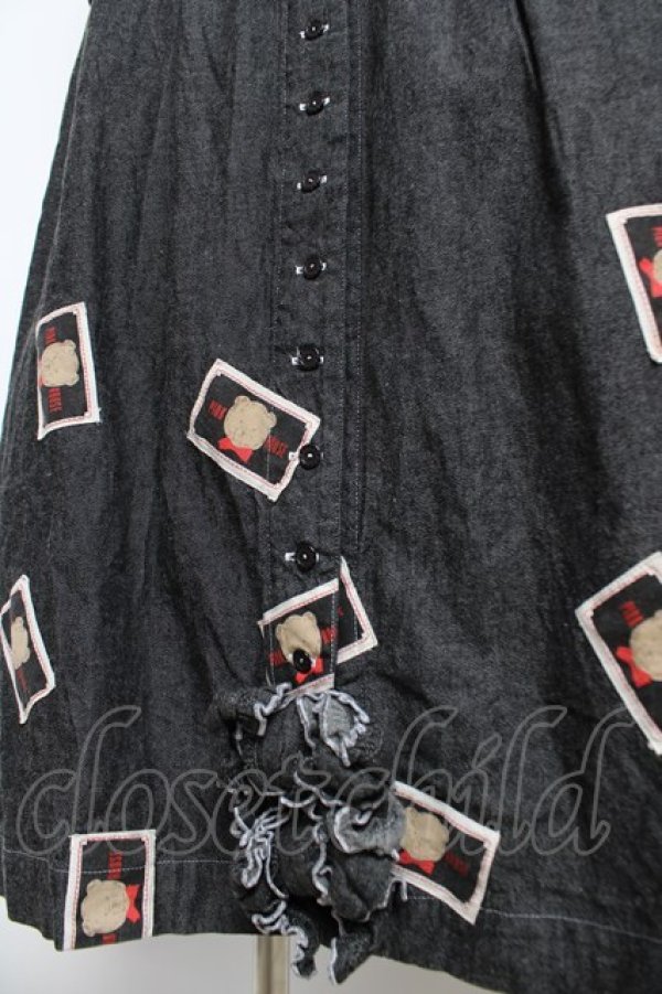 画像4: PINK HOUSE / かおくまワッペンデニムワンピース F 黒 Y-26-03-06-191-LO-OP-SZ-ZY (4)