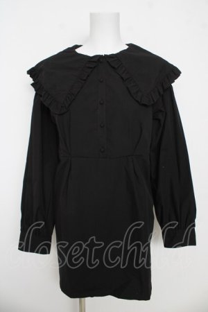 画像: Fickle Bebe / ビッグフリルカラーワンピース  黒 Y-26-03-06-196-0-OP-SZ-ZY