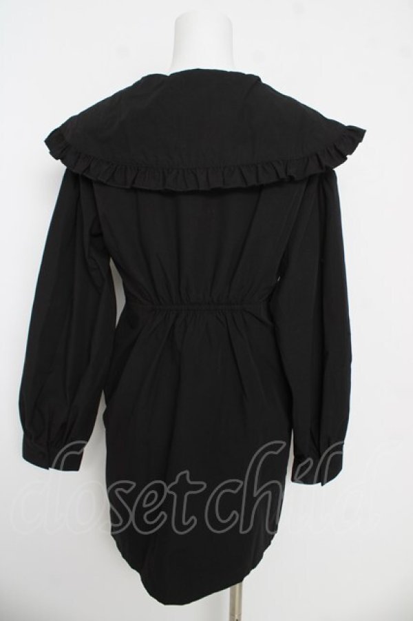 画像2: Fickle Bebe / ビッグフリルカラーワンピース  黒 Y-26-03-06-196-0-OP-SZ-ZY (2)