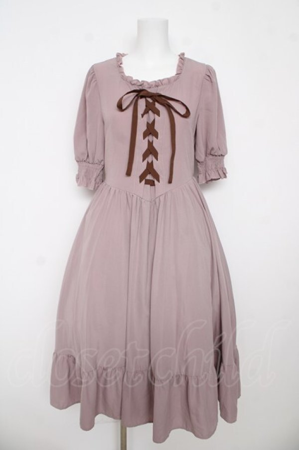 画像1: m petit by misako / AMレースアップワンピース  ピンク Y-26-03-06-197-LO-OP-SZ-ZY (1)