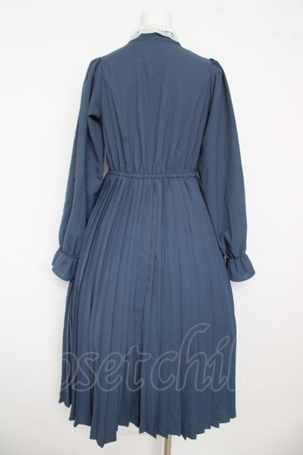 画像2: m petit by misako / AM*レースエリプリーツワンピース  青 Y-26-03-06-200-LO-OP-SZ-ZY (2)