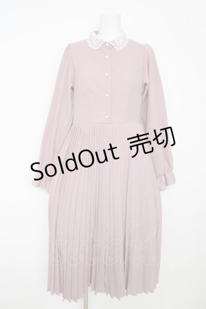 画像: m petit by misako / AM*レースエリプリーツワンピース M 中桃 Y-26-03-06-201-LO-OP-SZ-ZY