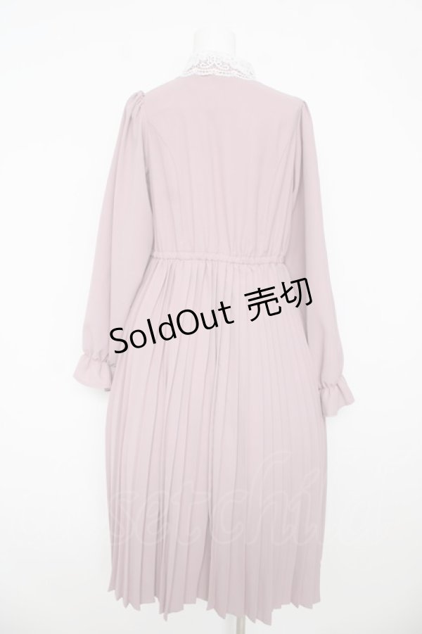 画像2: m petit by misako / AM*レースエリプリーツワンピース M 中桃 Y-26-03-06-201-LO-OP-SZ-ZY (2)