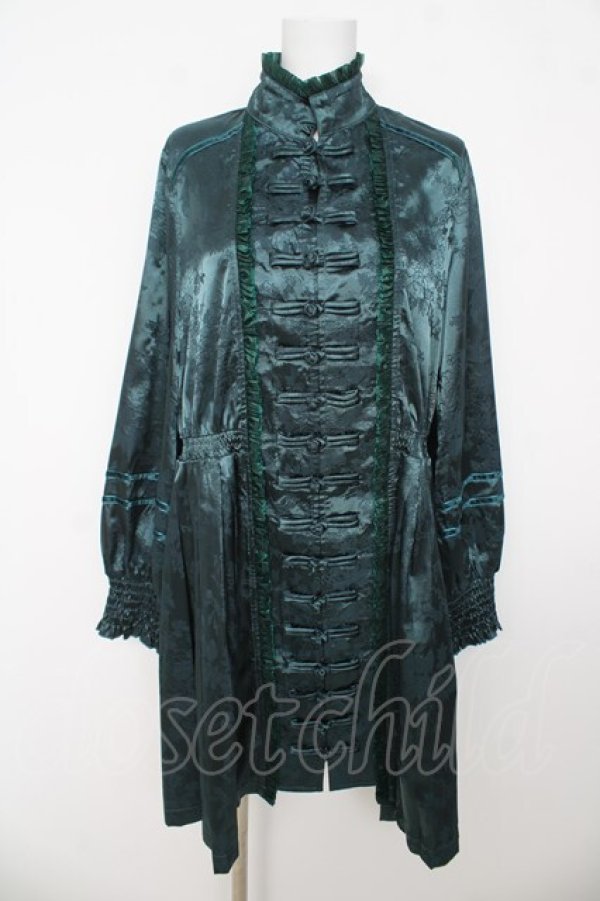 画像1: 星箱works / 藤花集中華風プリーツワンピース  グリーン Y-26-03-06-204-PU-OP-SZ-ZY (1)