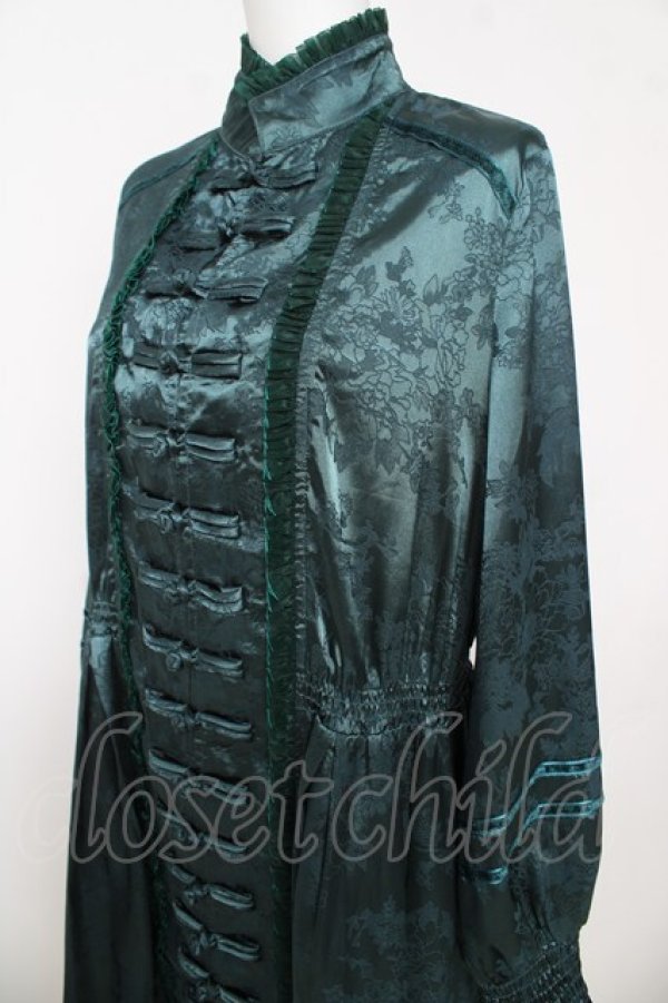 画像3: 星箱works / 藤花集中華風プリーツワンピース  グリーン Y-26-03-06-204-PU-OP-SZ-ZY (3)