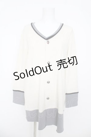 画像: ALGONQUINS / トランプptロングカーディガン F アイボリー/グレー Y-26-03-06-210-AL-TO-SZ-ZY