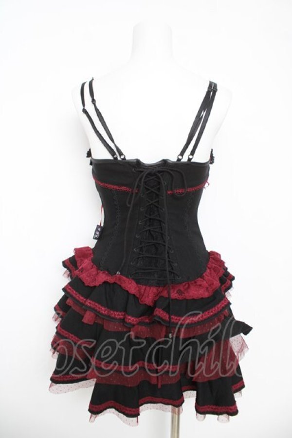 画像2: OZZ ANGELO / 薔薇刺繍サイド編み上げコルセットキャミワンピース  黒 Y-26-03-06-212-OO-OP-SZ-ZY (2)