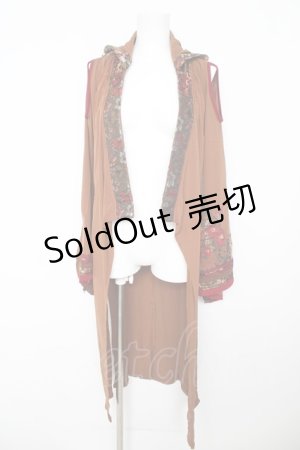 画像: Ozz oneste / 椿刺繍フード着物袖カーディガン  ブラウン Y-26-03-06-214-OO-TO-SZ-ZY