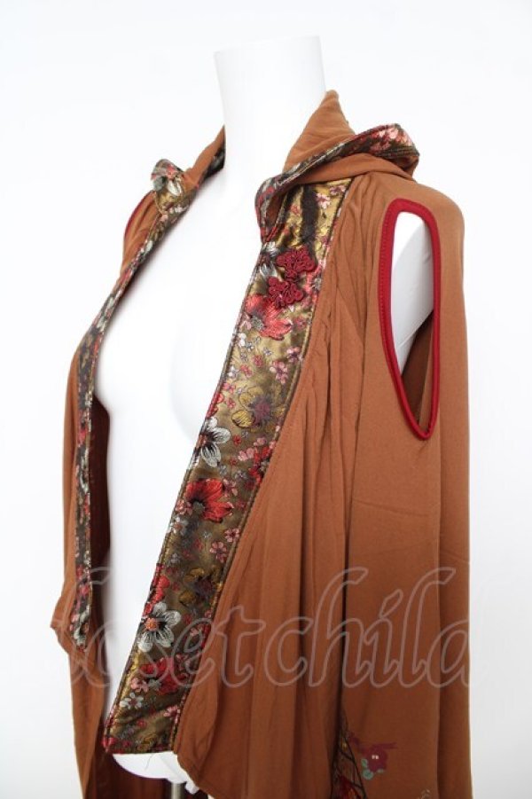 画像3: Ozz oneste / 椿刺繍フード着物袖カーディガン  ブラウン Y-26-03-06-214-OO-TO-SZ-ZY (3)