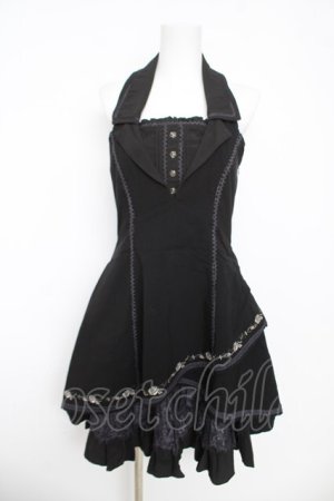 画像: Ozz oneste / 薔薇刺繍ホルターワンピース  黒 Y-26-03-06-217-OO-OP-SZ-ZY