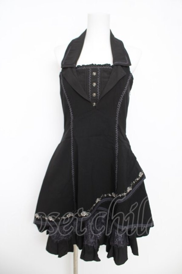 画像1: Ozz oneste / 薔薇刺繍ホルターワンピース  黒 Y-26-03-06-217-OO-OP-SZ-ZY (1)