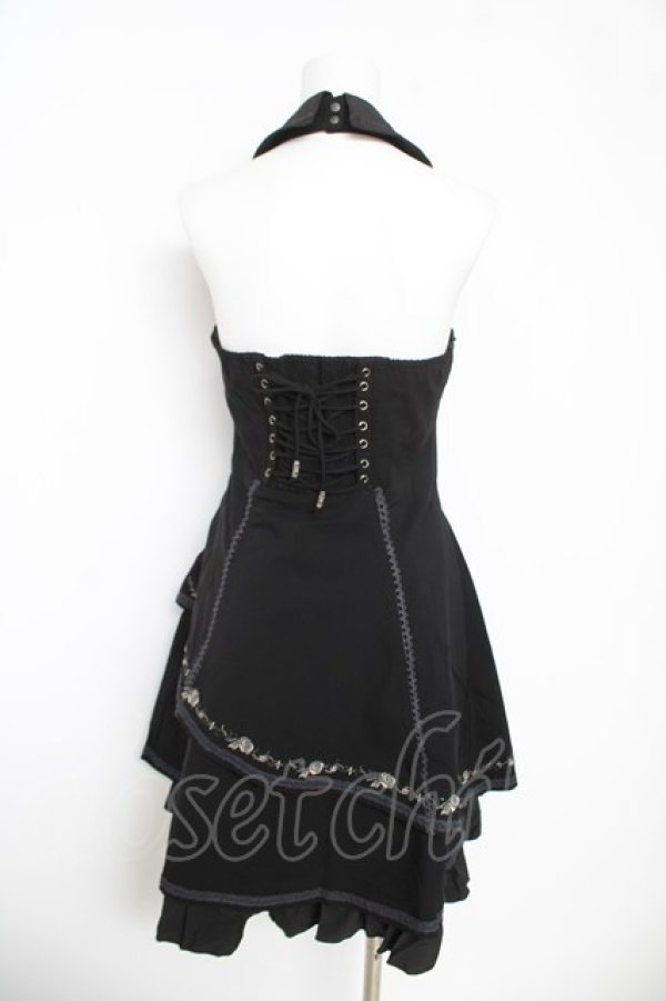 画像2: Ozz oneste / 薔薇刺繍ホルターワンピース  黒 Y-26-03-06-217-OO-OP-SZ-ZY (2)