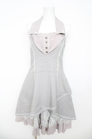 画像: Ozz oneste / 薔薇刺繍ホルターワンピース  グレー Y-26-03-06-218-OO-OP-SZ-ZY