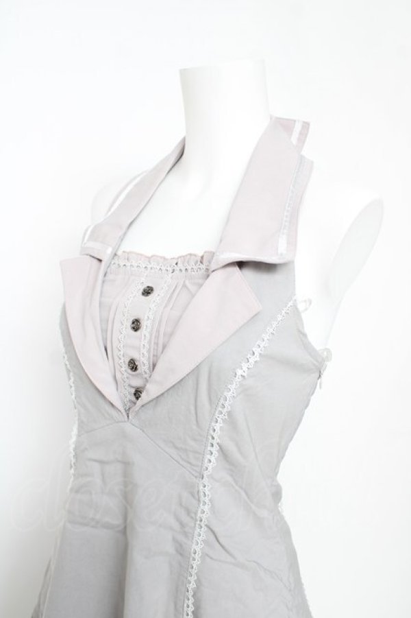 画像3: Ozz oneste / 薔薇刺繍ホルターワンピース  グレー Y-26-03-06-218-OO-OP-SZ-ZY (3)