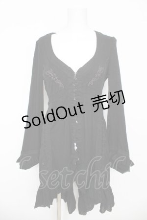 画像: OZZ ANGELO / 縦レースフリルロングボレロ  黒 Y-26-03-06-220-OO-TO-SZ-ZY