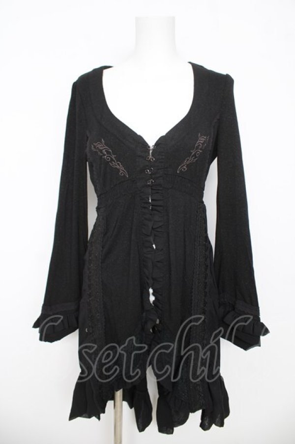 画像1: OZZ ANGELO / 縦レースフリルロングボレロ  黒 Y-26-03-06-220-OO-TO-SZ-ZY (1)