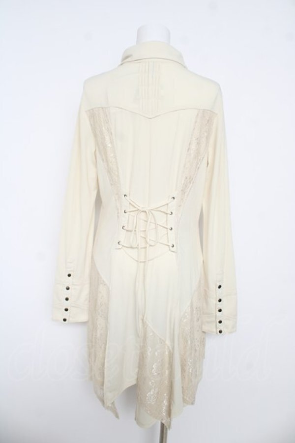 画像2: Ozz oneste / 花プリントレース切替シャツワンピース  アイボリー Y-26-03-06-221-OO-OP-SZ-ZY (2)