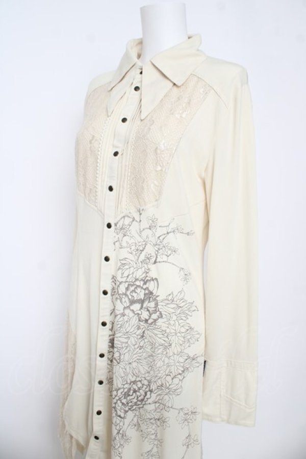 画像3: Ozz oneste / 花プリントレース切替シャツワンピース  アイボリー Y-26-03-06-221-OO-OP-SZ-ZY (3)