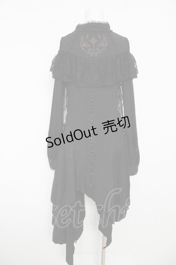 画像2: Ozz oneste / レース付き肩開きロングシャツワンピース  黒 Y-26-03-06-222-OO-OP-SZ-ZY (2)