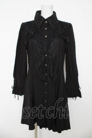画像: Ozz oneste / レースフリルシャツワンピース  黒 Y-26-03-06-224-OO-JA-SZ-ZY