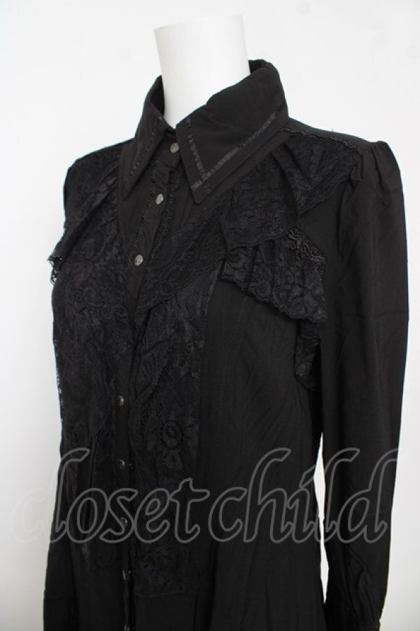 画像3: Ozz oneste / レースフリルシャツワンピース  黒 Y-26-03-06-224-OO-JA-SZ-ZY (3)