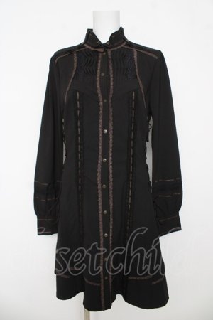 画像: OZZ ANGELO / サイドレースアップシャツワンピース  黒 Y-26-03-06-225-OO-OP-SZ-ZY