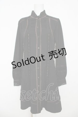 画像: OZZ ANGELO / サイドレースアップシャツワンピース  黒 Y-26-03-06-225-OO-OP-SZ-ZY