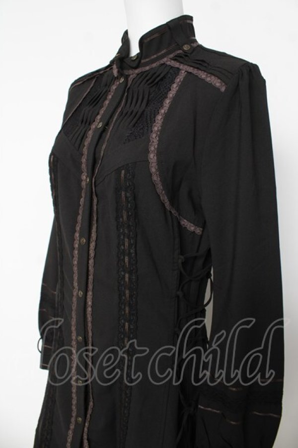 画像3: OZZ ANGELO / サイドレースアップシャツワンピース  黒 Y-26-03-06-225-OO-OP-SZ-ZY (3)