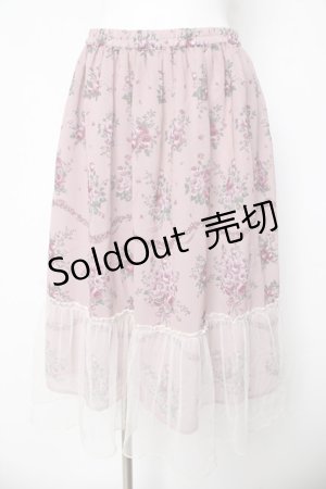 画像: axes femme / チュール配色ブーケスカート  ピンク Y-26-03-06-232-AX-SK-SZ-ZY