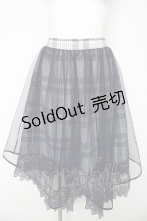 画像: axes femme / チェック柄チュールスカート M 紺 Y-26-03-06-240-AX-SK-SZ-ZY