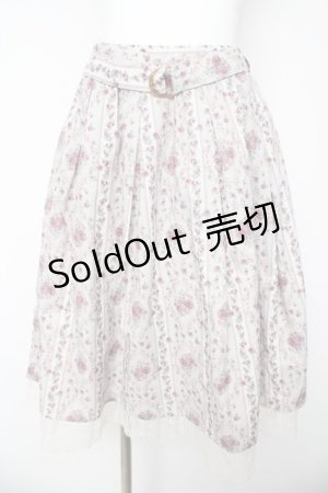 画像: axes femme / バラ×ストライプ柄スカート  ピンク Y-26-03-06-242-AX-OP-SZ-ZY