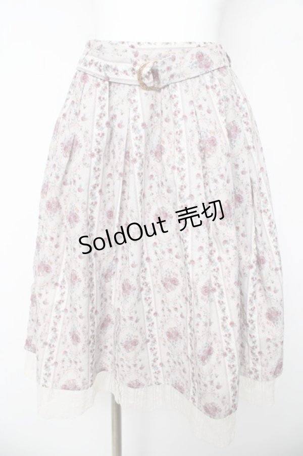 画像1: axes femme / バラ×ストライプ柄スカート  ピンク Y-26-03-06-242-AX-OP-SZ-ZY (1)