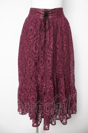 画像: axes femme / 総レーススカート  ワイン Y-26-03-06-243-AX-SK-SZ-ZY