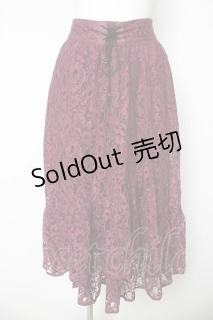 画像: axes femme / 総レーススカート  ワイン Y-26-03-06-243-AX-SK-SZ-ZY