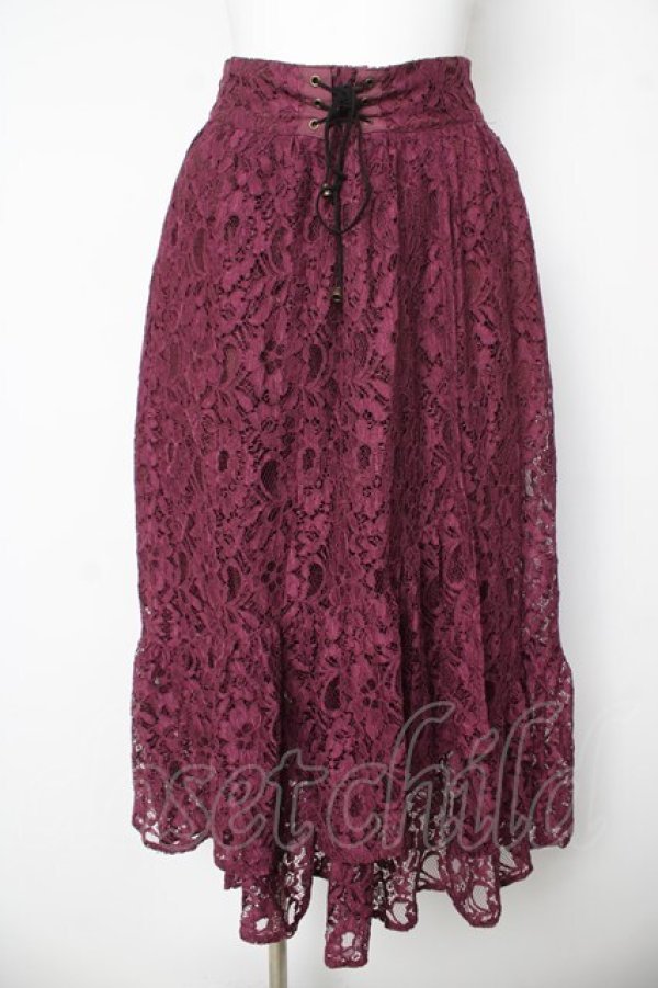画像1: axes femme / 総レーススカート  ワイン Y-26-03-06-243-AX-SK-SZ-ZY (1)