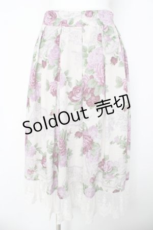 画像: axes femme / ラフィネローズ柄タックスカート  生成り Y-26-03-06-244-AX-SK-SZ-ZY