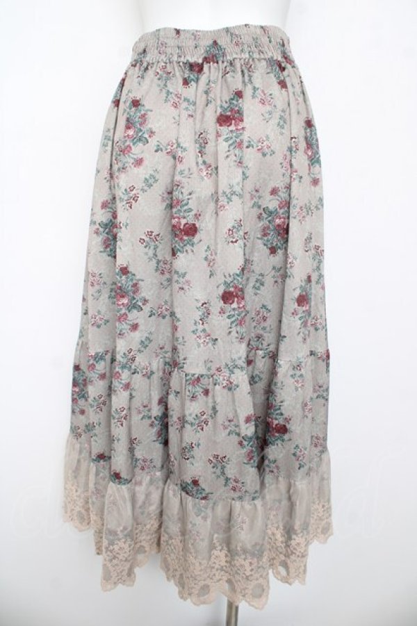 画像2: axes femme / ミュルーズ染織美術館コラボ/フェザー×フラワー柄スカート  ベージュ Y-26-03-06-245-AX-SK-SZ-ZY (2)