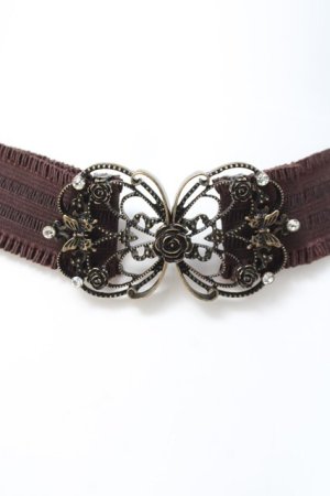 画像: axes femme / ビジューモチーフゴムベルト  ブラウン Y-26-03-06-030-AX-BL-SZ-ZY