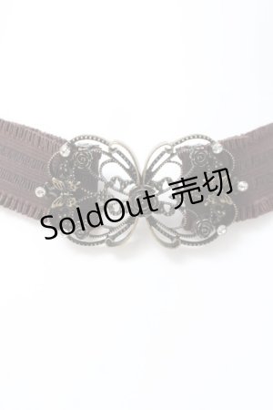 画像: axes femme / ビジューモチーフゴムベルト  ブラウン Y-26-03-06-030-AX-BL-SZ-ZY