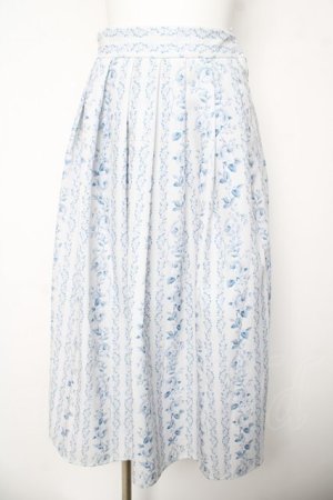 画像: an another angelus / ストライプアンティークローズ柄スカート F オフ/ブルー Y-26-03-06-247-CA-SK-SZ-ZY
