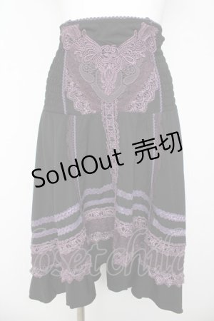 画像: OZZ ANGELO / レースラインフィッシュテールスカート  黒/紫 Y-26-03-06-252-OO-SK-SZ-ZY