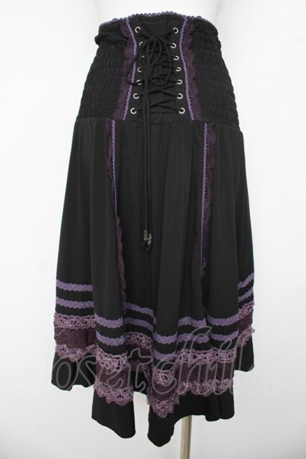 画像2: OZZ ANGELO / レースラインフィッシュテールスカート  黒/紫 Y-26-03-06-252-OO-SK-SZ-ZY (2)