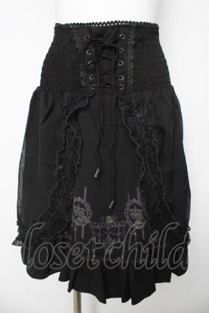 画像: Ozz oneste / 王冠pt天蓋シフォンスカート  黒 Y-26-03-06-253-OO-SK-SZ-ZY