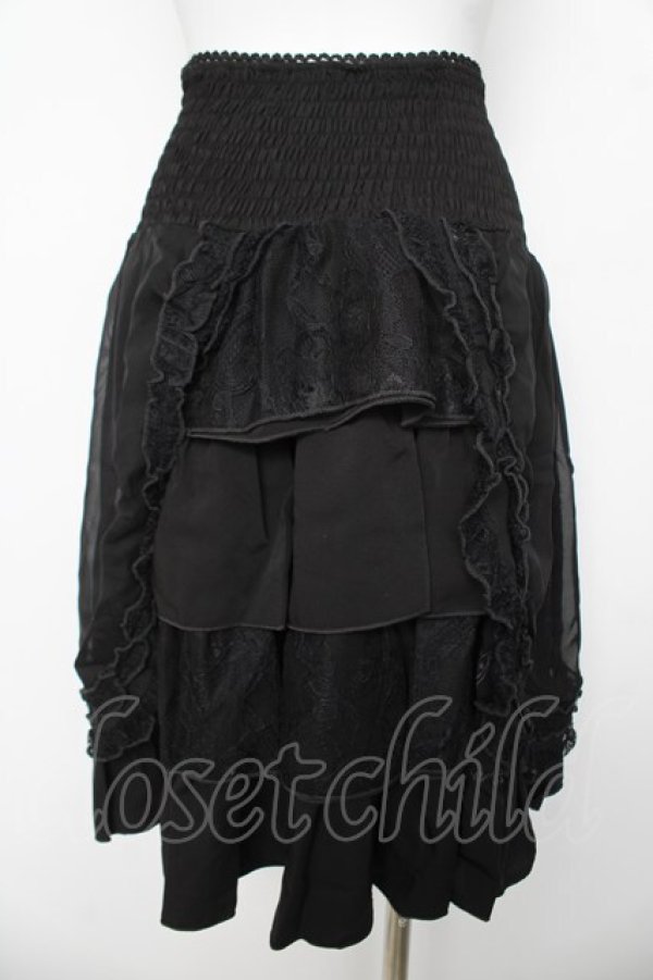 画像2: Ozz oneste / 王冠pt天蓋シフォンスカート  黒 Y-26-03-06-253-OO-SK-SZ-ZY (2)