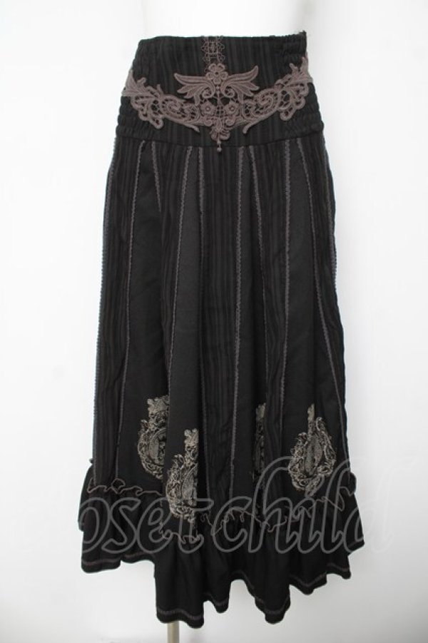 画像1: Ozz oneste / 天使フレームシャーリングロングスカート  黒 Y-26-03-06-254-OO-SK-SZ-ZY (1)