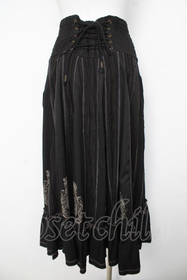 画像2: Ozz oneste / 天使フレームシャーリングロングスカート  黒 Y-26-03-06-254-OO-SK-SZ-ZY (2)